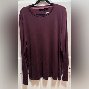 DKNY Men's Long-Sleeve Crew in Deep Plum size XXL